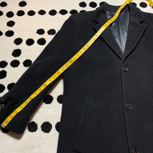 Hugo Boss Wool Trench Coat Large Black Preppy Old Money Corpcore 90s Overcoat - Picture 16 of 16